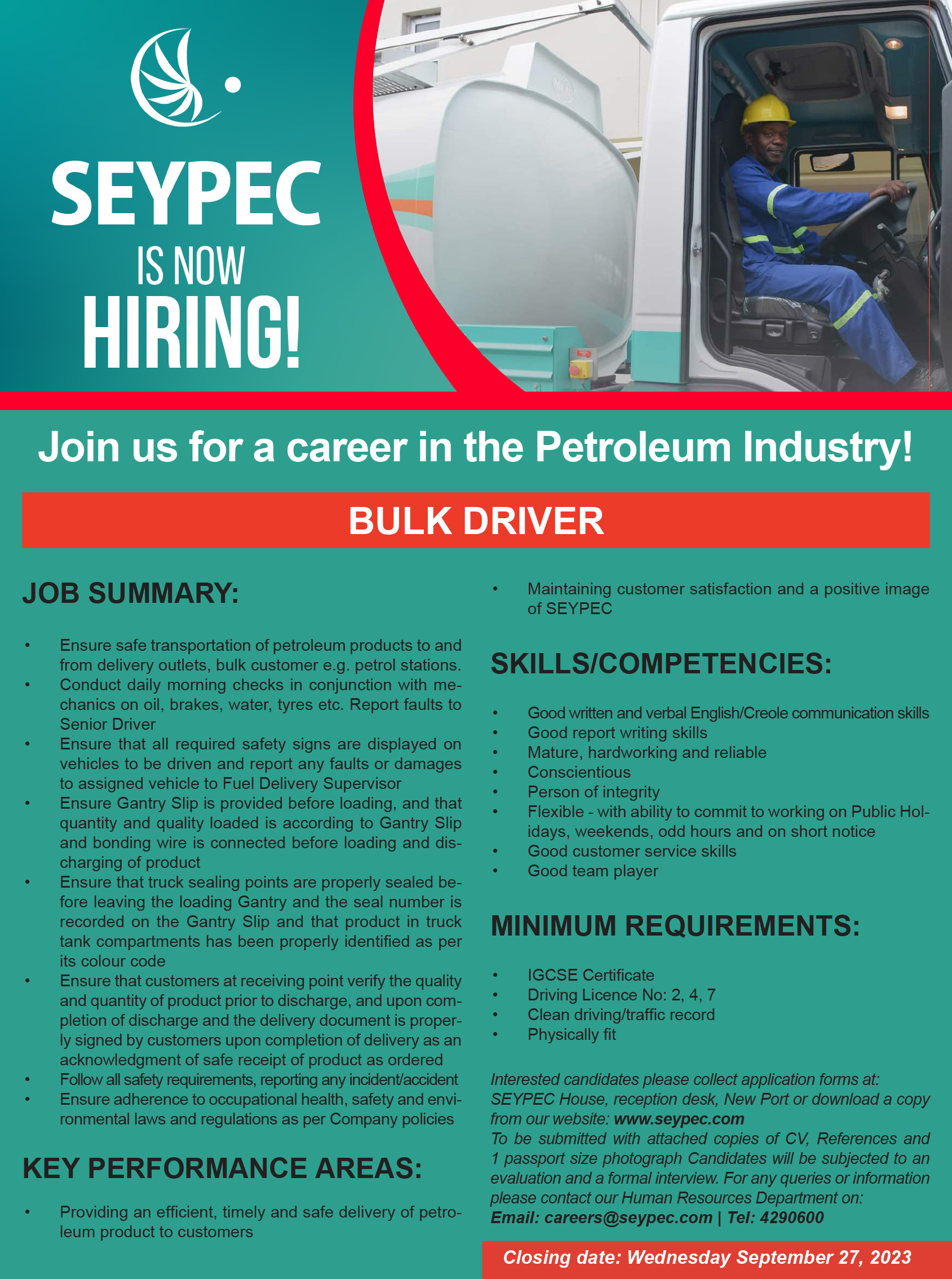 Bulk Driver Vacancy